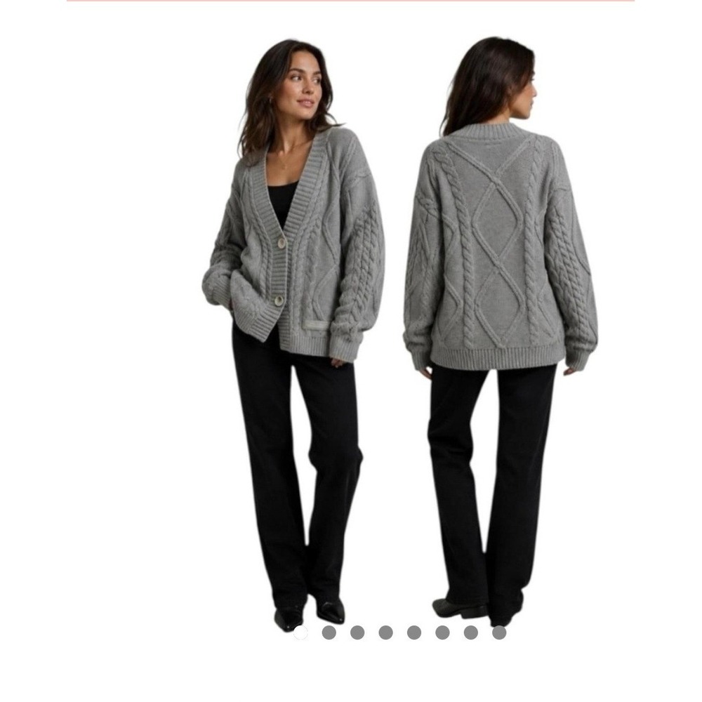 Taylor Swift Tortured Poets Department Gray Chunky Cable Knit Cardiagn Xl/XXL